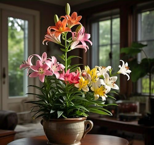 NooElec Seeds India Scented Lily Mix Flower Seeds For Planting (50 Seeds) - Year-Round Blooming, Indoor/Outdoor, Low Maintenance