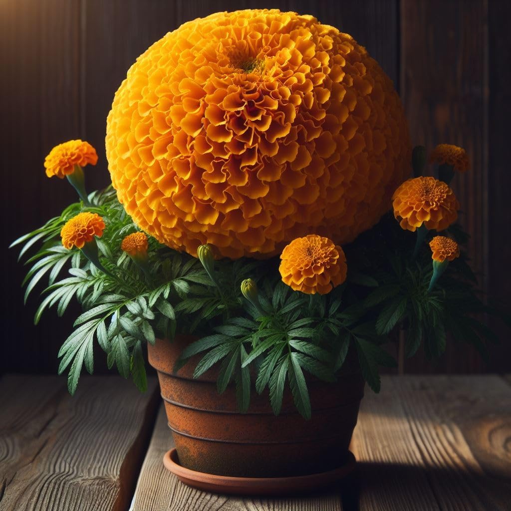 100+ Seeds- Hybrid Giant Marigold African Inca Gainda Flower Seeds For Home Garden Growing.