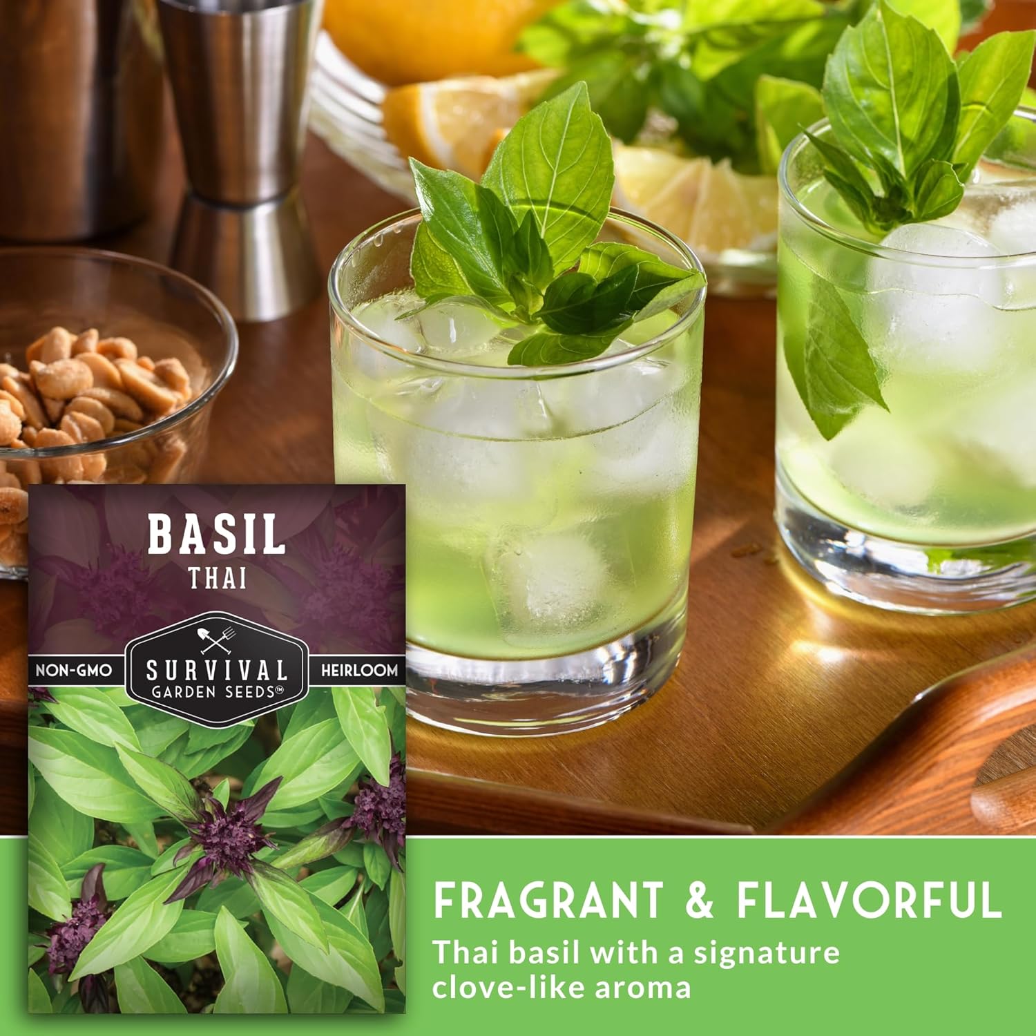 SURVIVAL GARDEN SEEDS 200+ Seeds- Thai Basil Seed For Planting -Grow Asian Basil Indoors Or Outdoors In Your Home Garden - Non-Gmo Heirloom Variety - 1 Pack